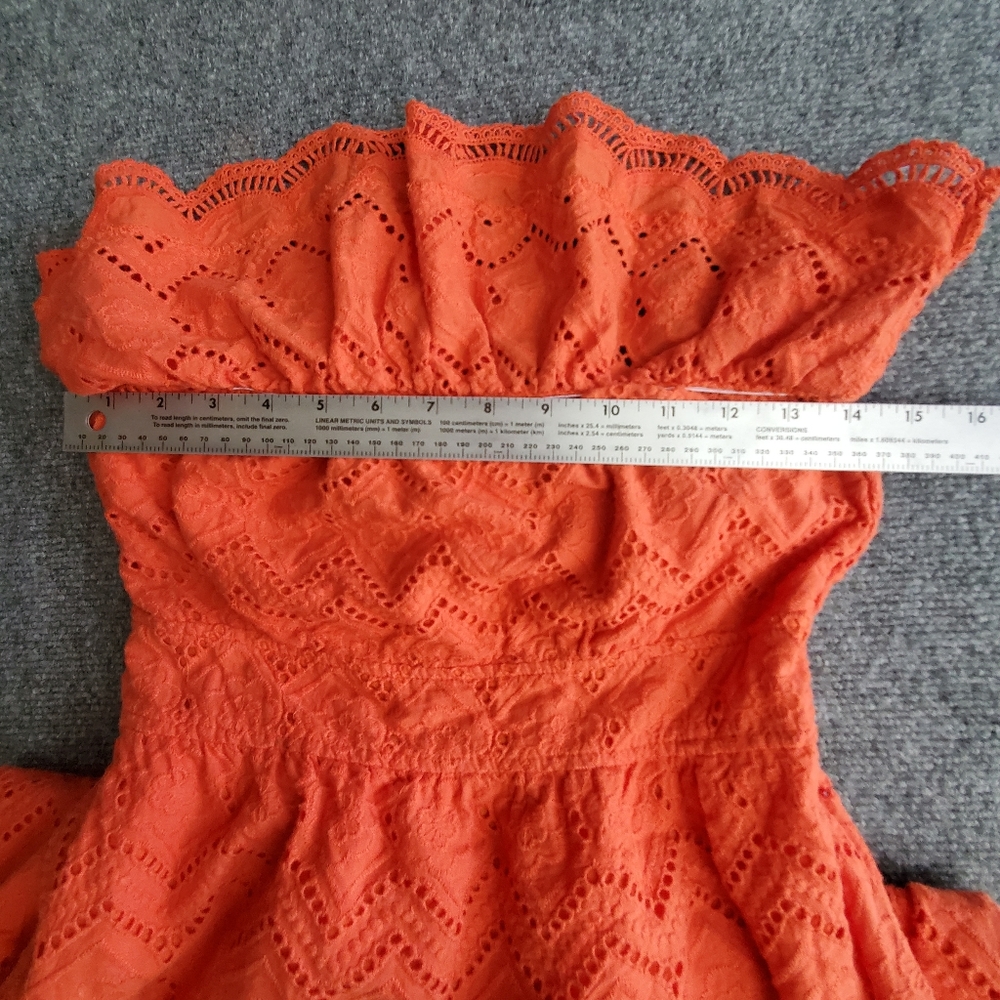 Flying Tomatoes 100% Cotton Women's off Shoulder Mini Dress Size Small Eyelet - Picture 4 of 11